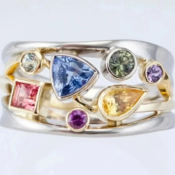 ▶Multi Color Stone 925 Silver Ring for Women, F032 (LIMITED EDITION!!) - Picture 6 of 7